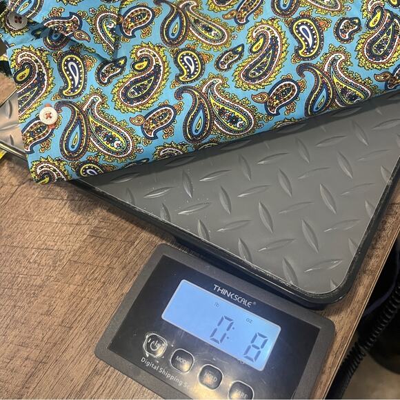 Alan Flusser Blue Paisley Shirt Mens Large Button Down Retro Elegant Futuristic - Picture 7 of 7